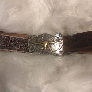 Genuine boys leather belt and buckle